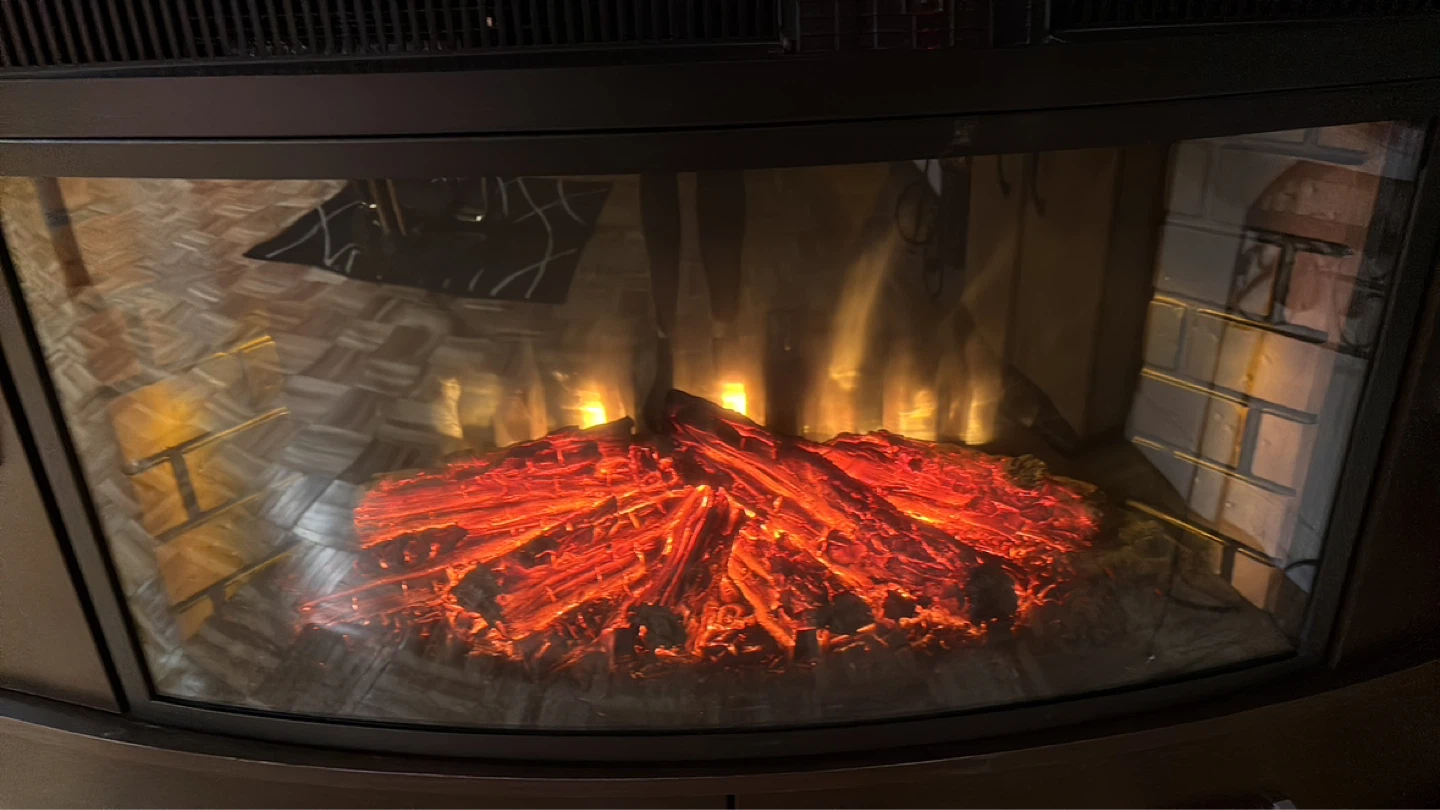 Dark Brown Electric Fireplace Entertainment Unit