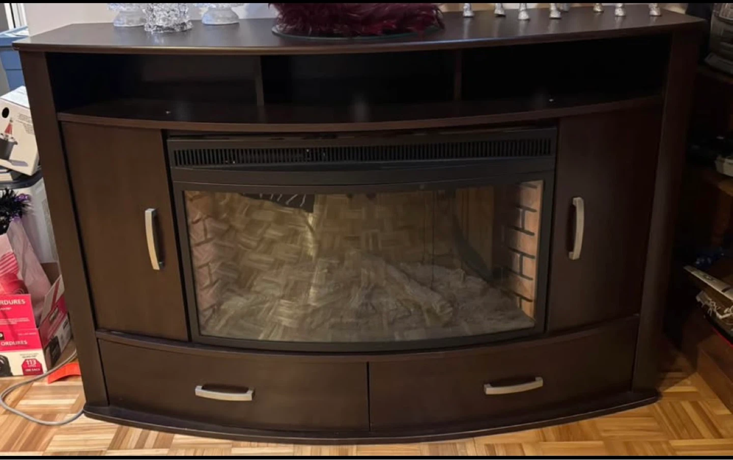 Dark Brown Electric Fireplace Entertainment Unit - photo 3