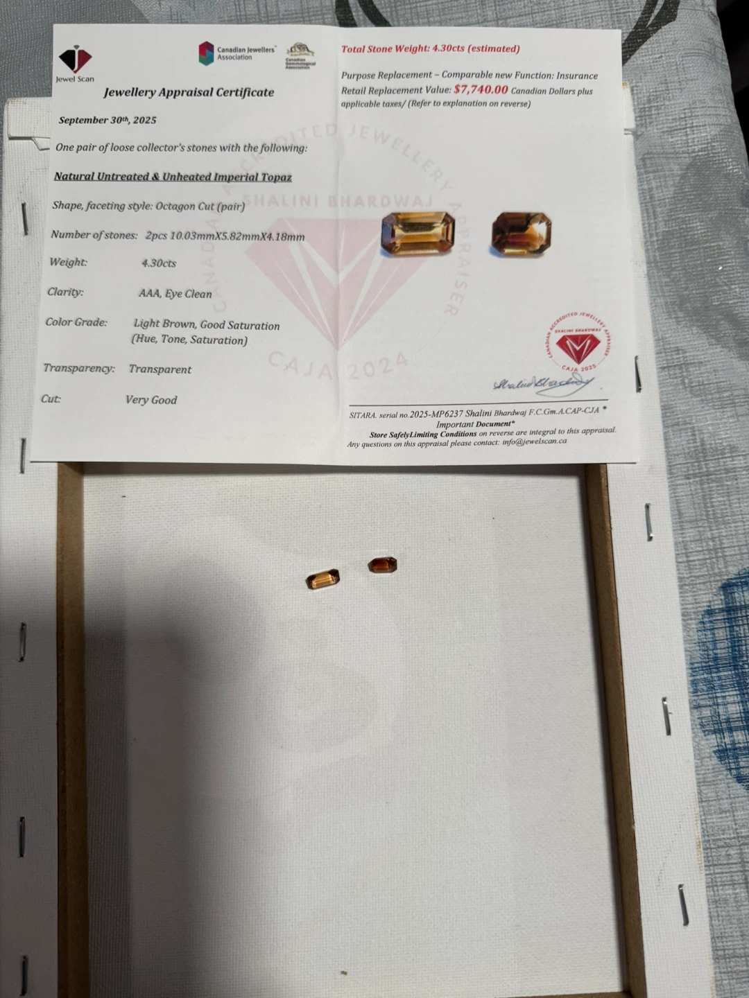 Natural Untreated Unheated Imperial Topaz Loose Gemstones (Pair) - photo 2