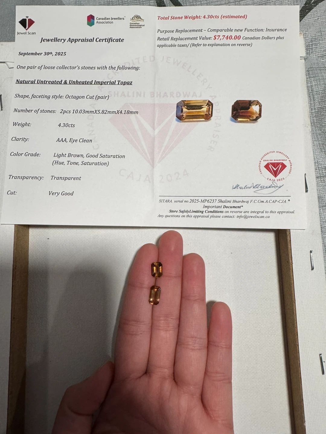 Natural Untreated Unheated Imperial Topaz Loose Gemstones (Pair)