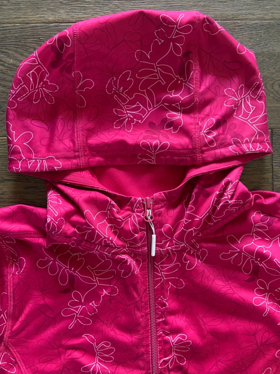 EUC: Hot Pink Floral Zip-Up Athletic Hoodie Size M - photo 3