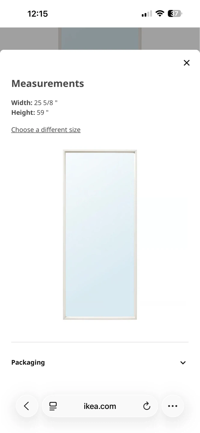 IKEA NISSEDAL Mirror, White, 25 5/8" x 59"