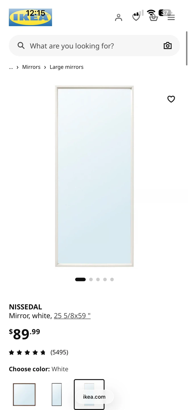 IKEA NISSEDAL Mirror, White, 25 5/8" x 59" - photo 2