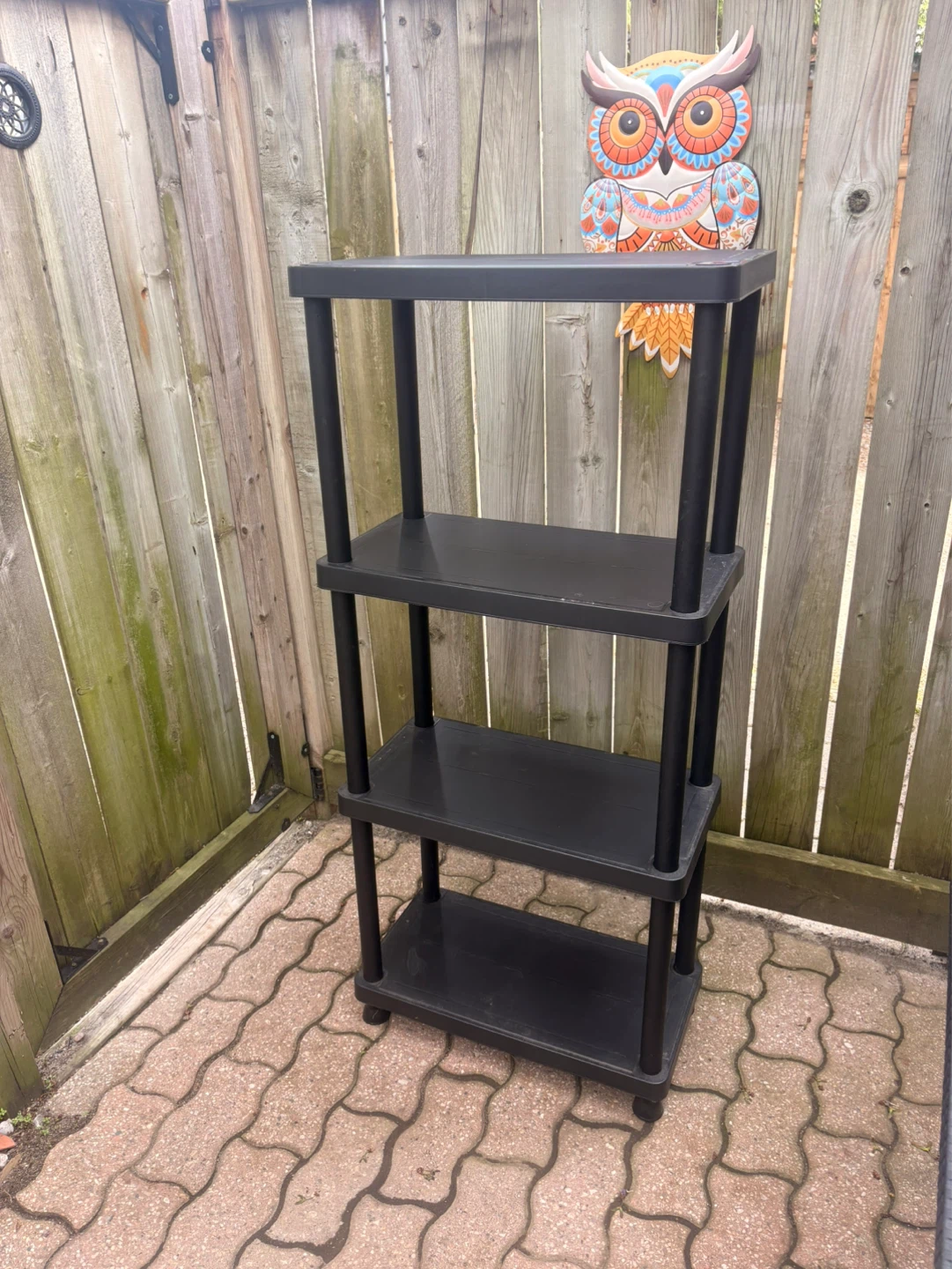 Black 4-Tier Plastic Shelving Unit - photo 4