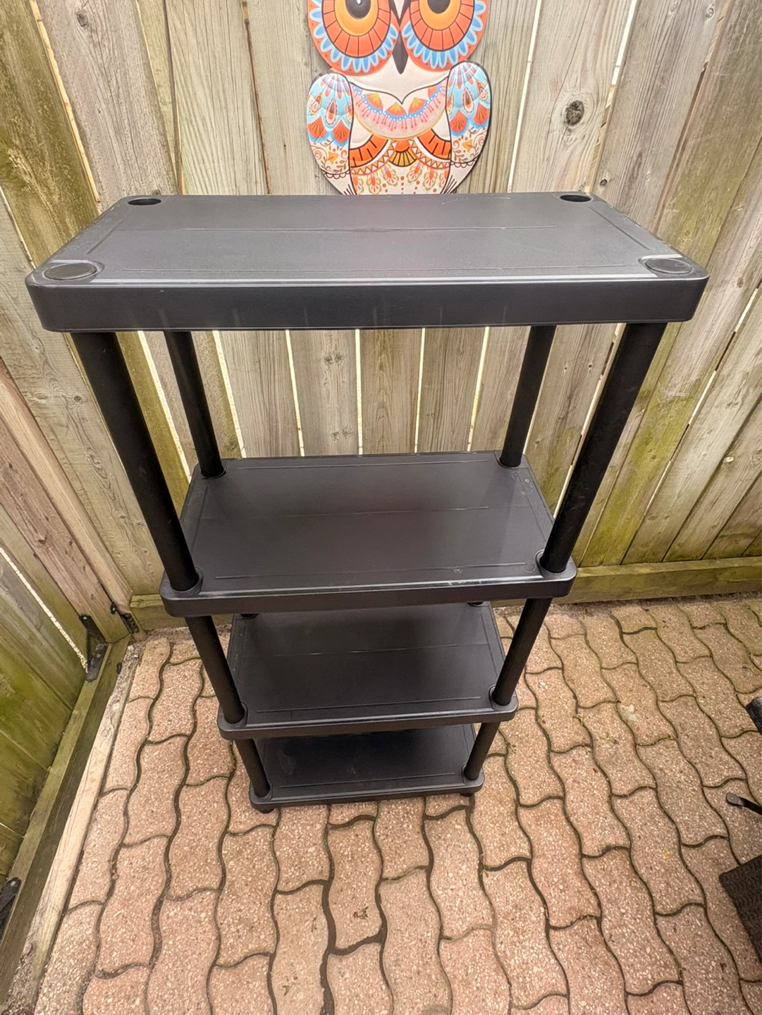 Black 4-Tier Plastic Shelving Unit - photo 2