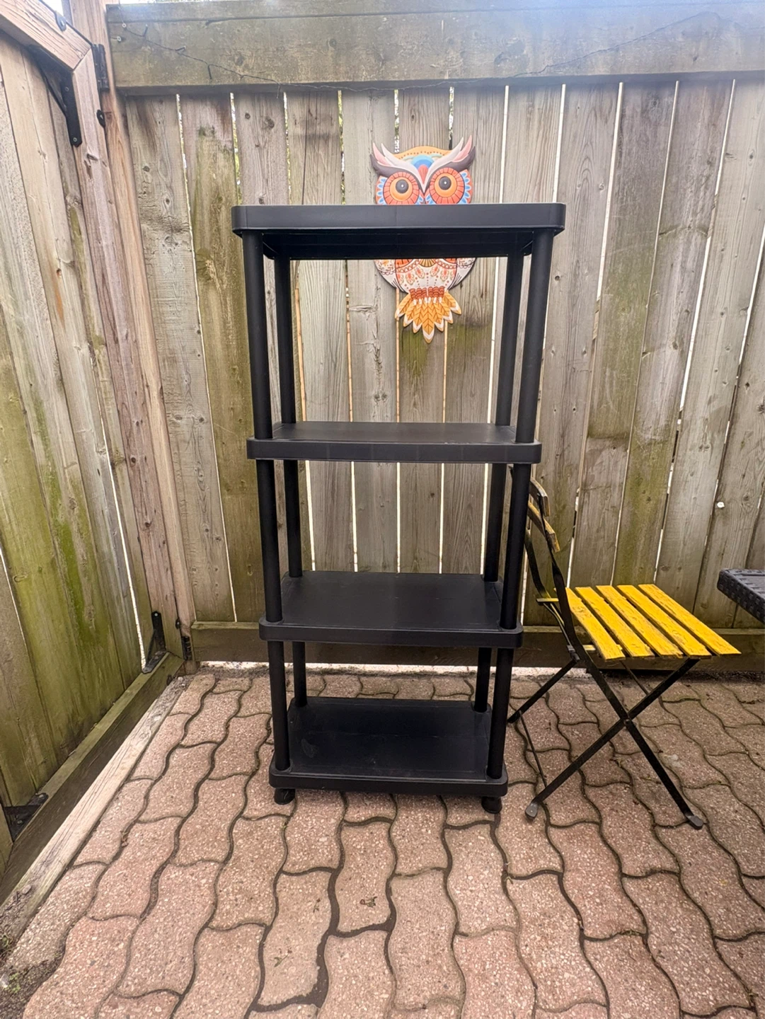 Black 4-Tier Plastic Shelving Unit