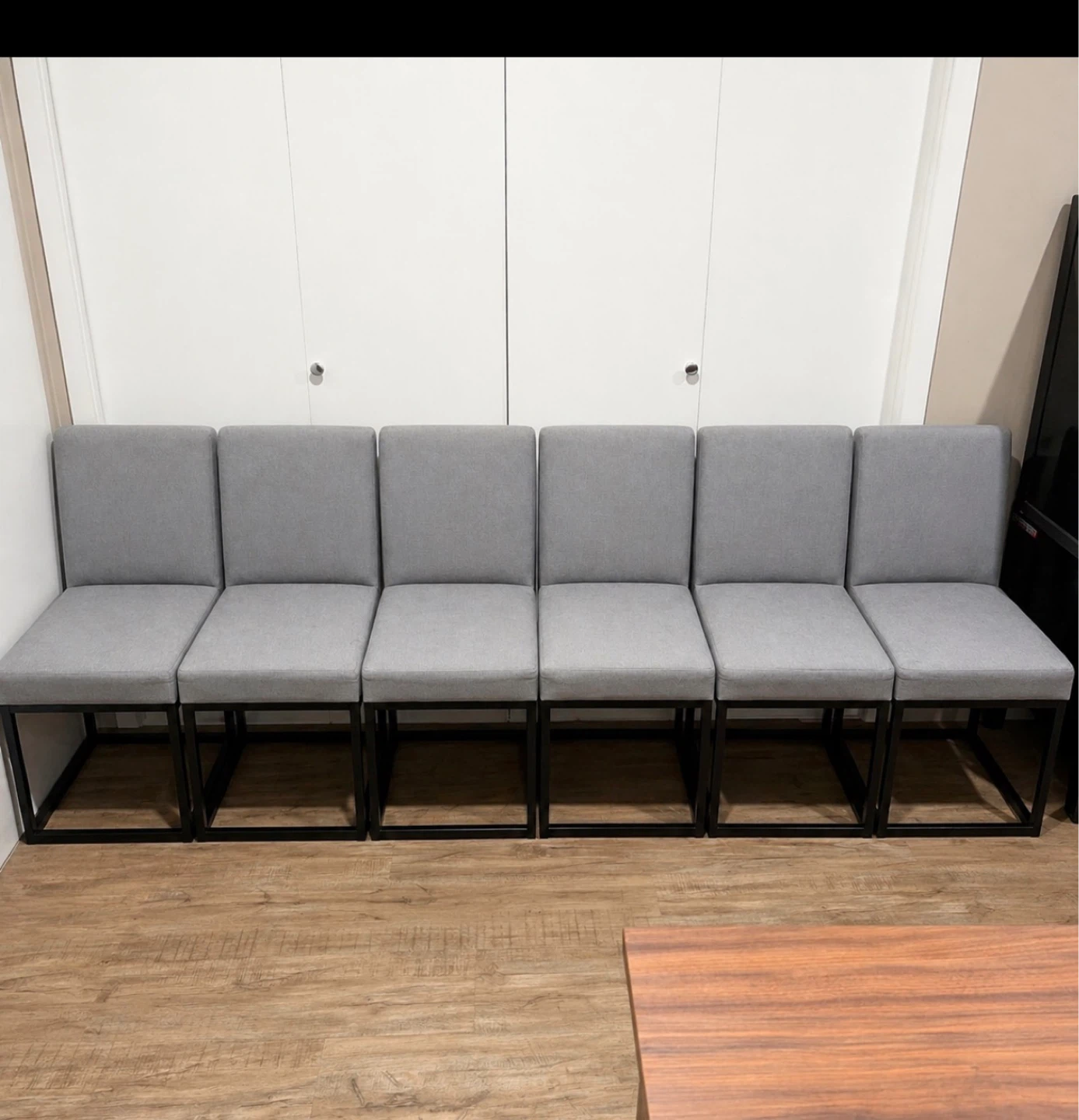 Set of 6 Grey Upholstered Dining Chairs