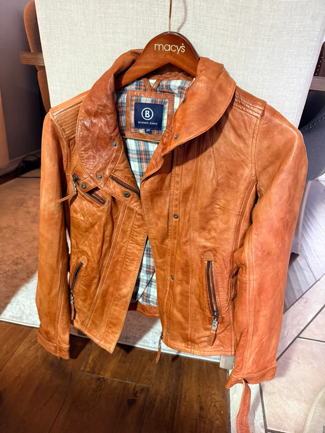 Bogner Jeans Brown Leather Jacket