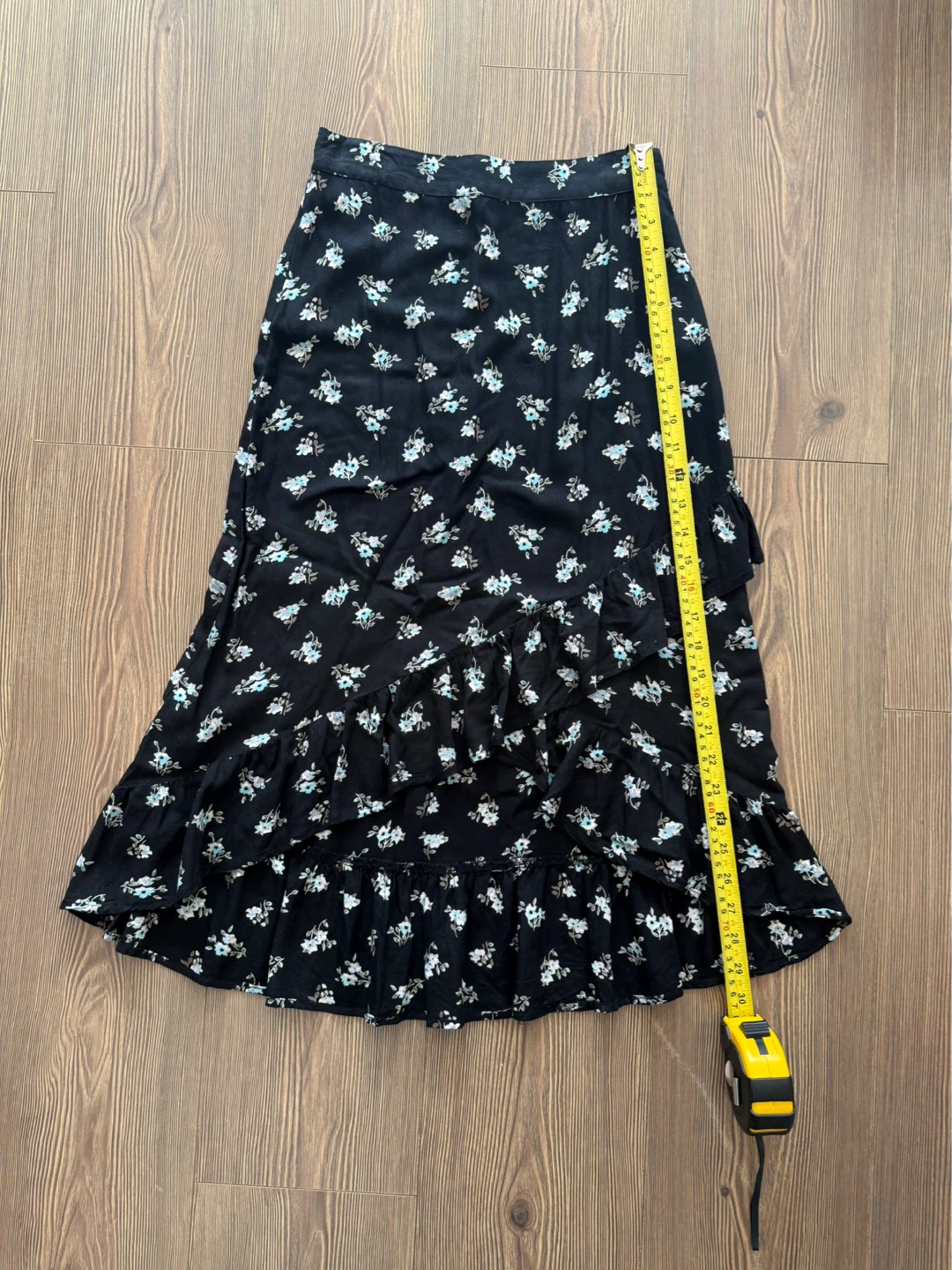 Black floral ruffle midi skirt | Size XS - photo 2