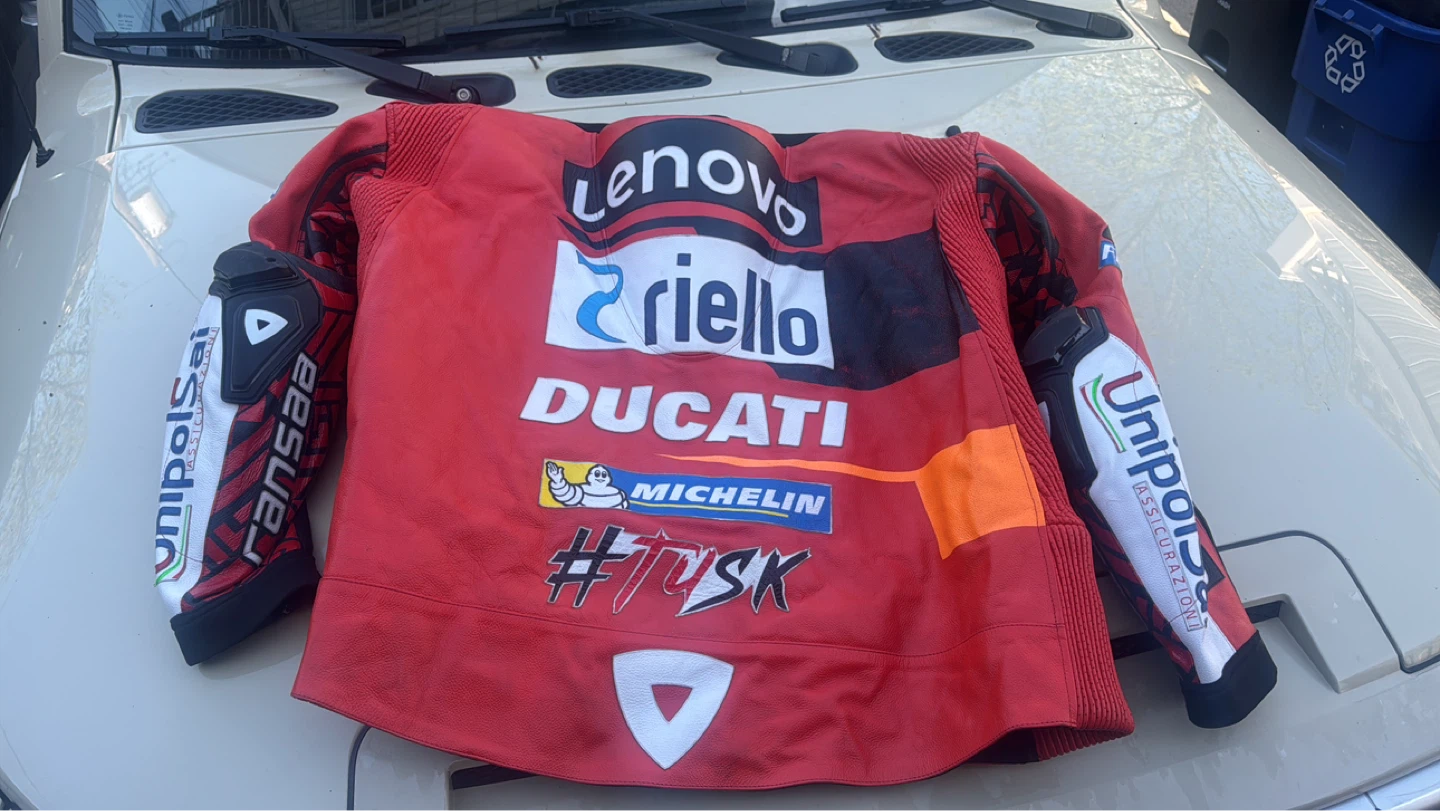 Red Ducati Leather Motorcycle Jacket - photo 3