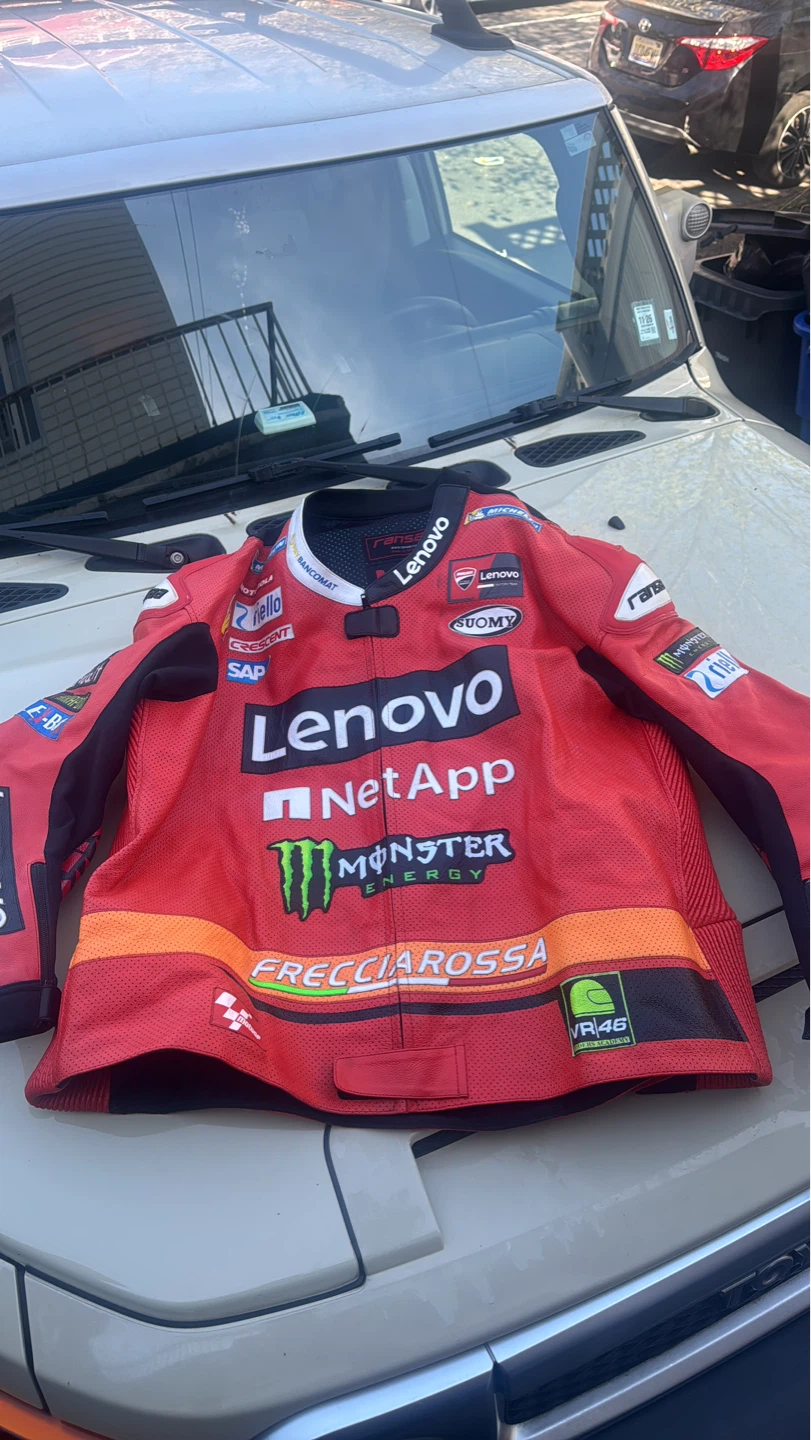 Red Ducati Leather Motorcycle Jacket - photo 2