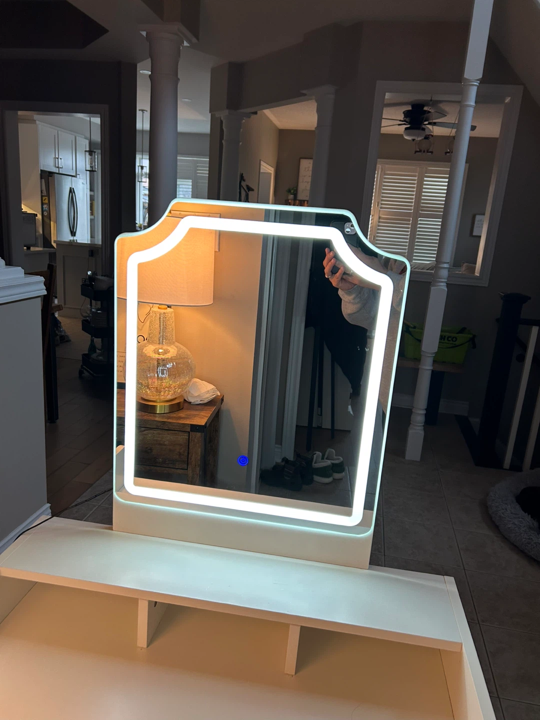White Vanity Desk with Lighted Mirror - photo 3