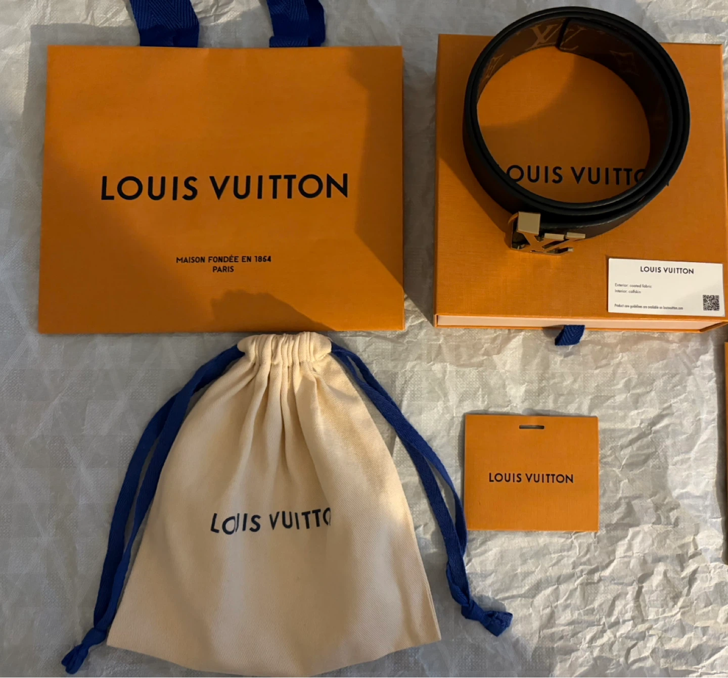 Louis Vuitton Black Leather Belt with Gold LV Buckle