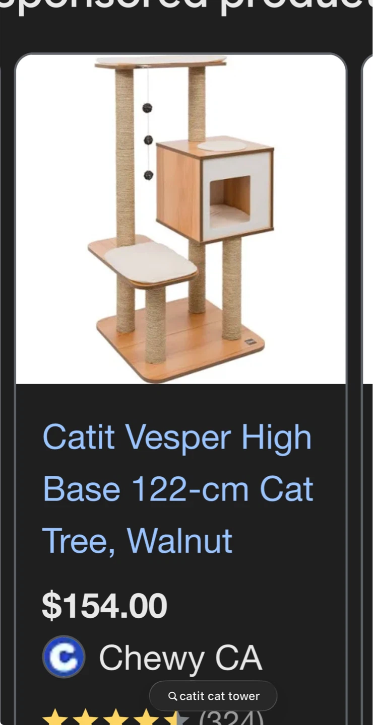 Catit Vesper High Base 122-cm Cat Tree, Walnut - photo 2
