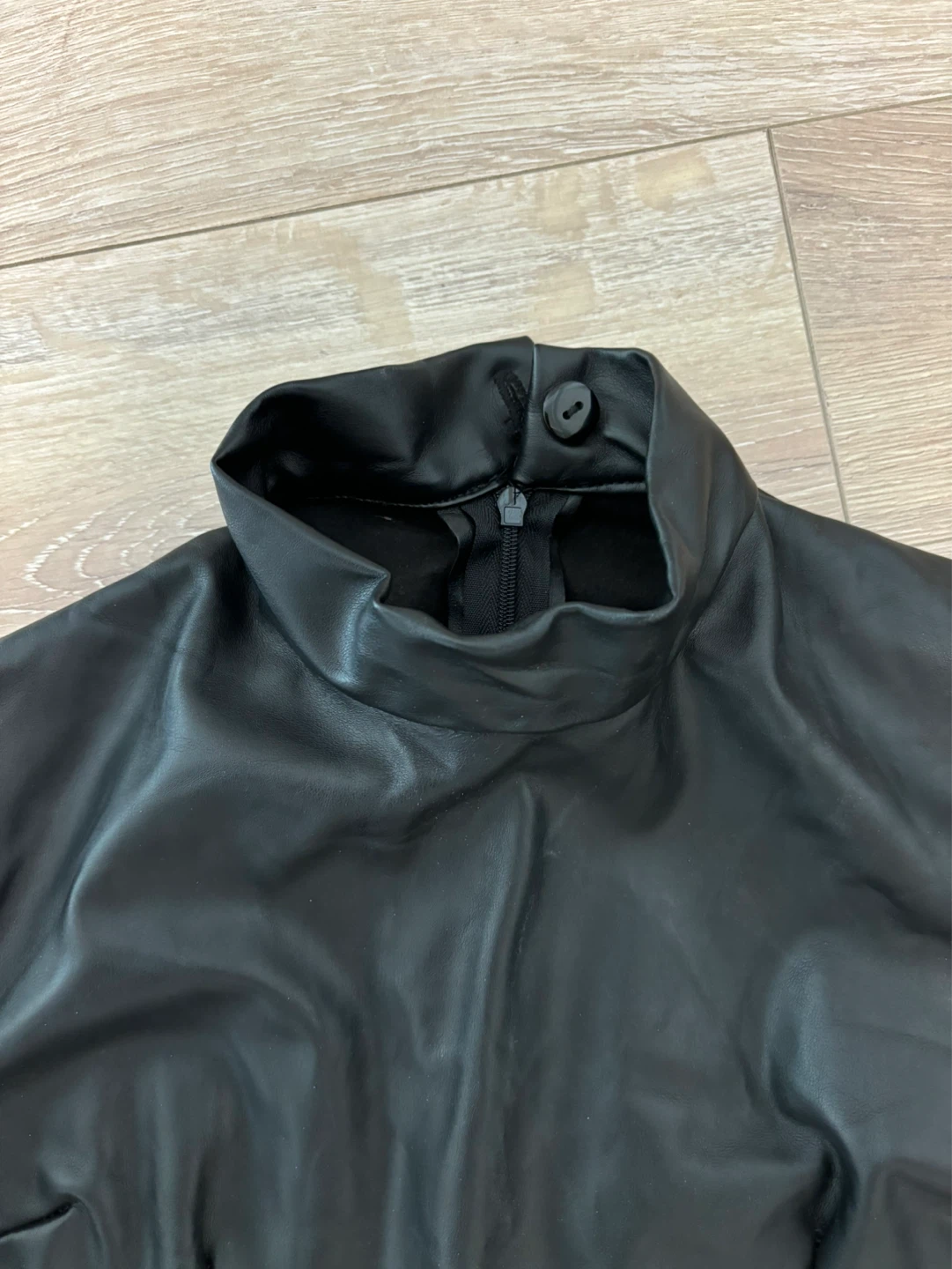Faux Leather Cropped Turtleneck Top - photo 3
