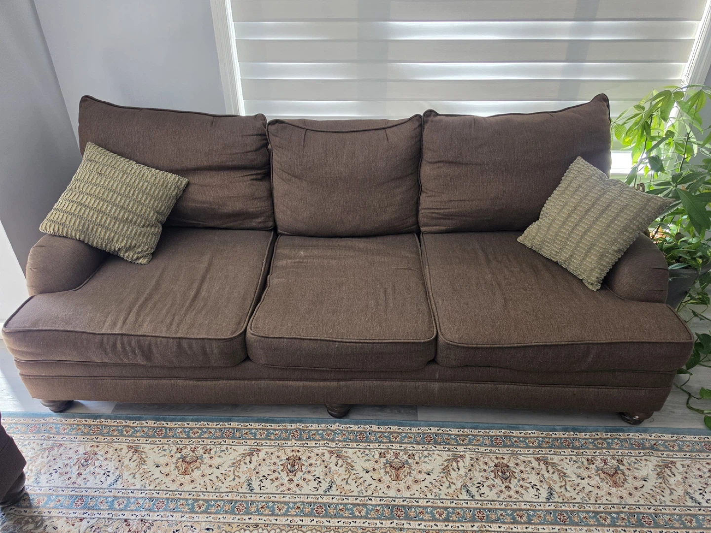 Brown Upholstered Sofa and Coffee Table - photo 2