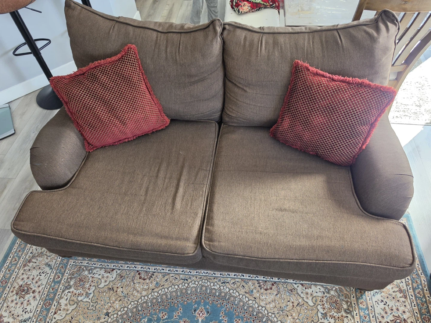 Brown Upholstered Sofa and Coffee Table - photo 3
