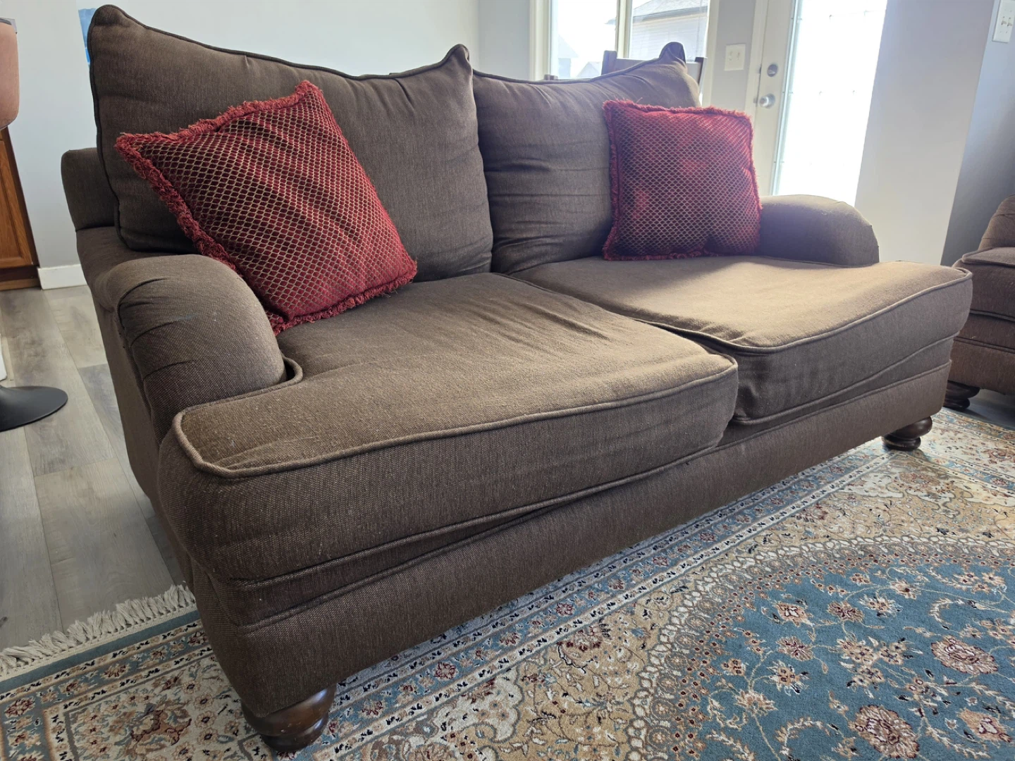 Brown Upholstered Sofa and Coffee Table - photo 4