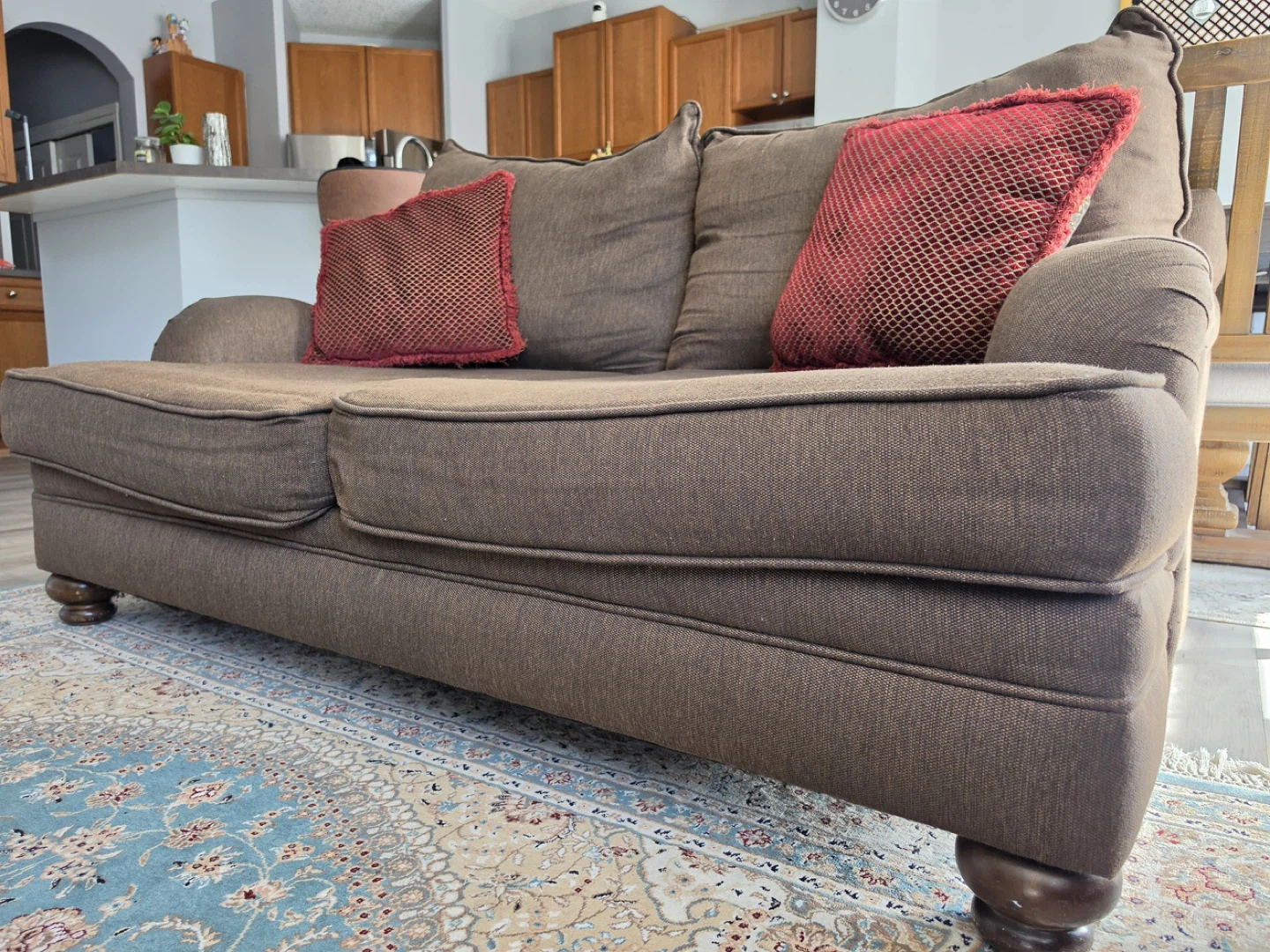 Brown Upholstered Sofa and Coffee Table - photo 5