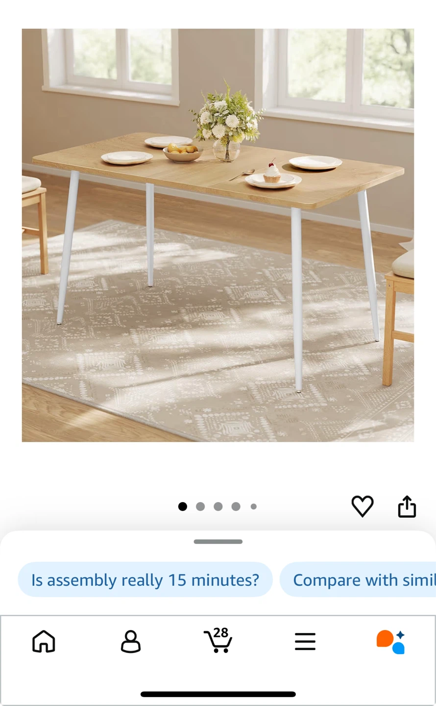 Dining Table - Wood Top with White Legs