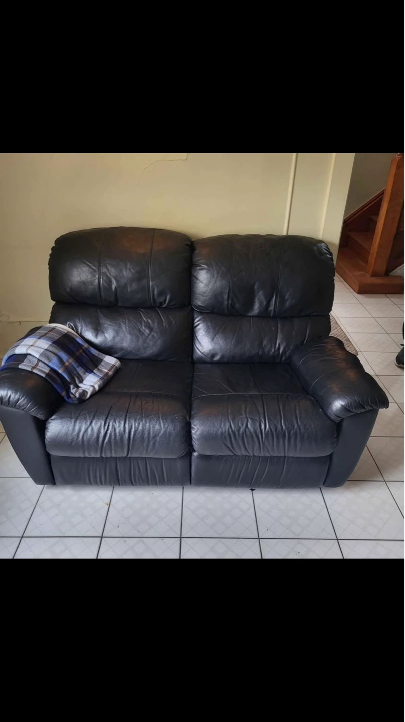 Black Leather Reclining Sofa