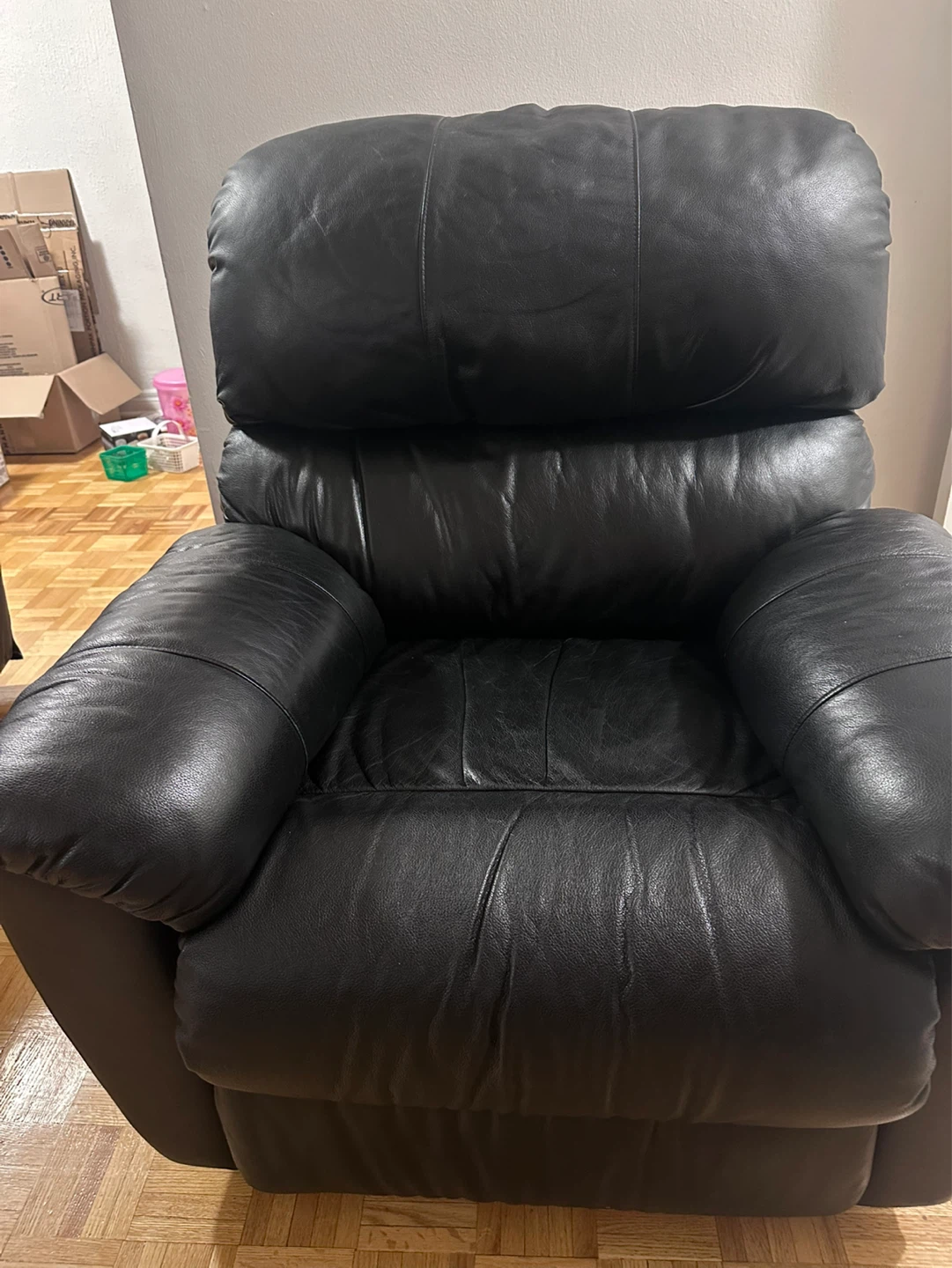 Black Leather Reclining Sofa - photo 3