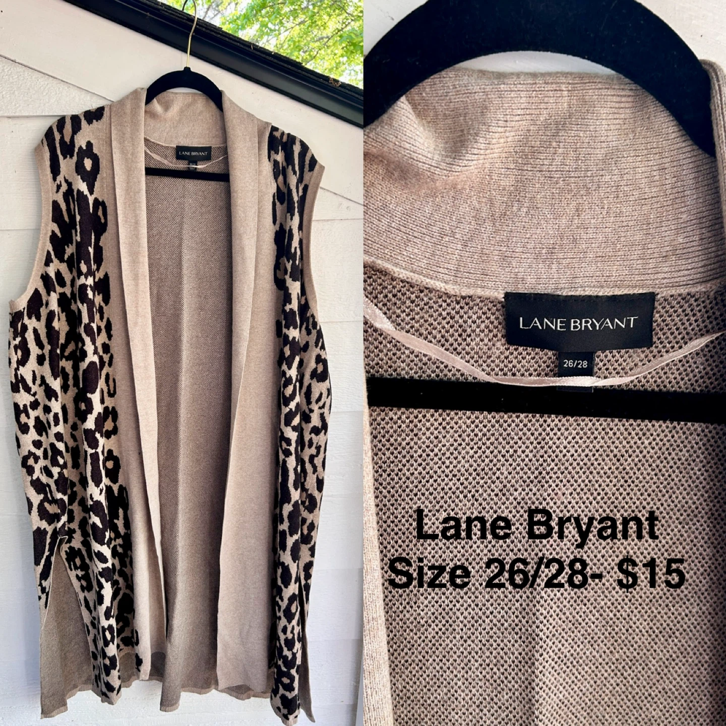 Lane Bryant Sleeveless Leopard Print Cardigan Vest - Size 26/28