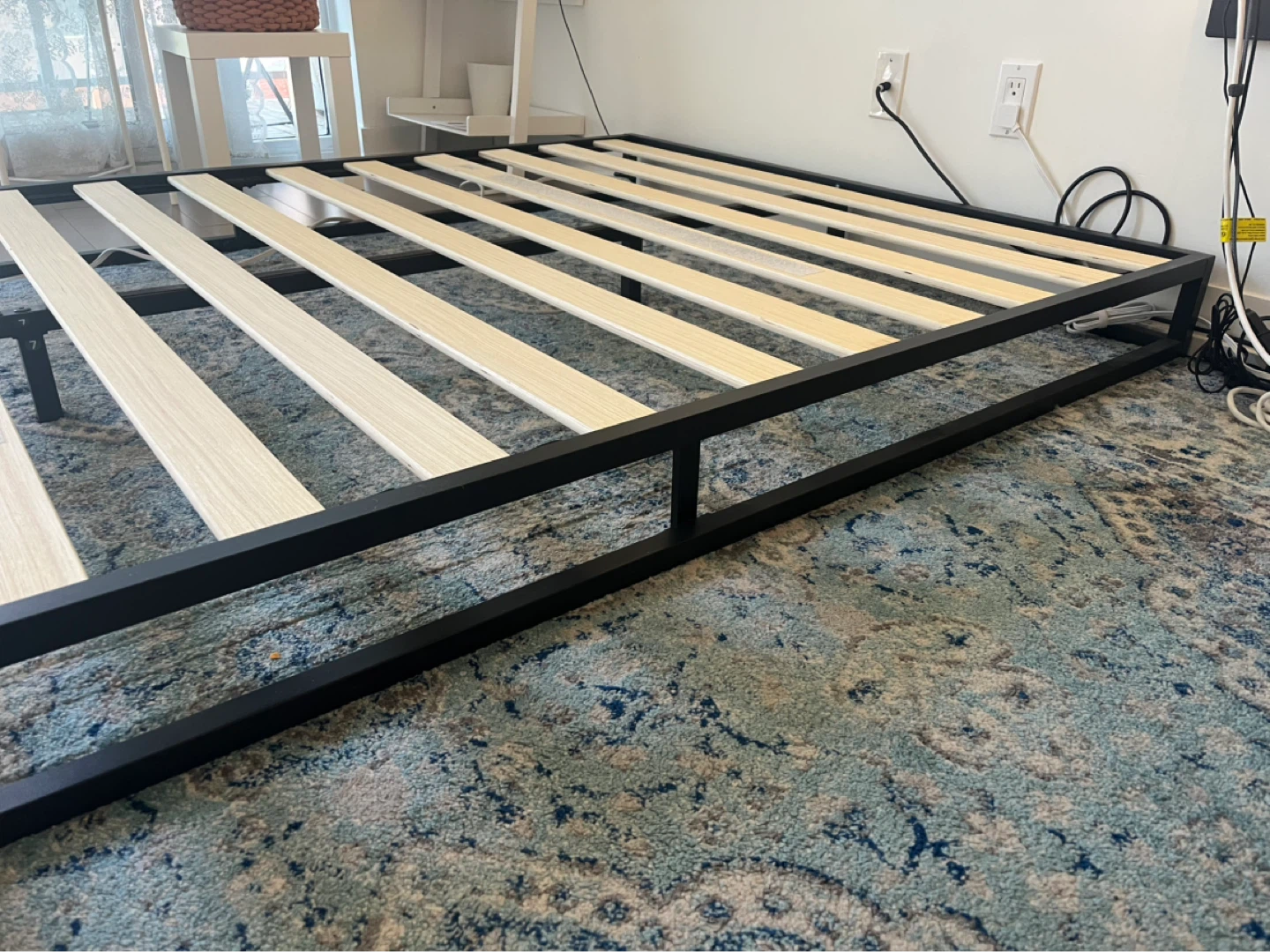 Black Metal Bed Frame with Wood Slats - photo 2