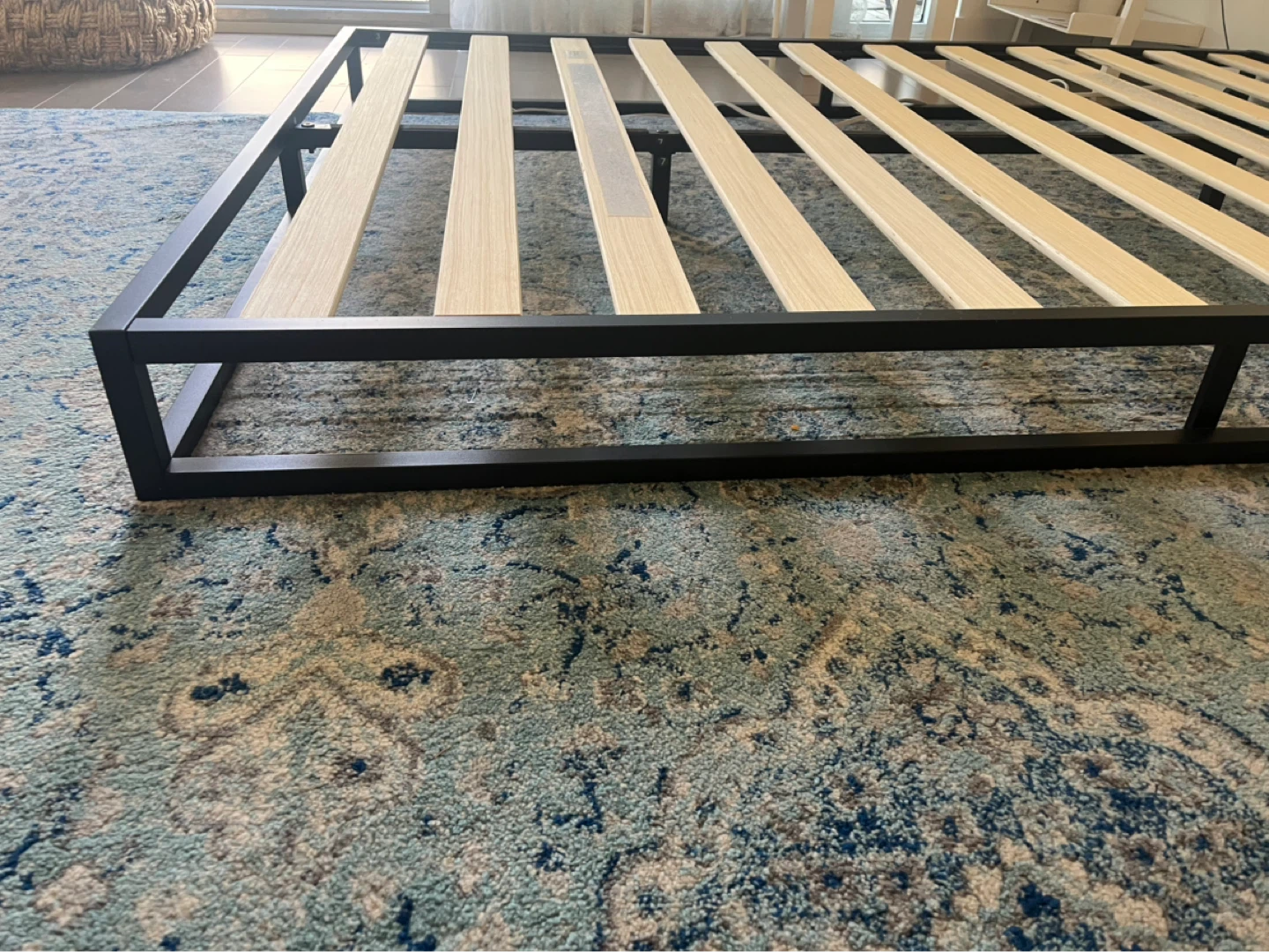 Black Metal Bed Frame with Wood Slats - photo 3
