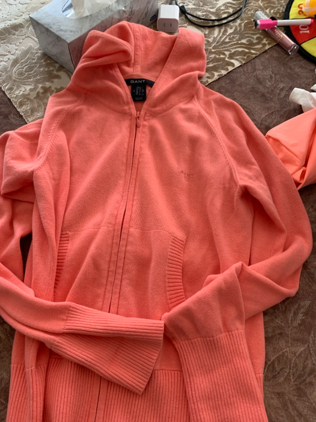 GANT Coral Zip-Up Hoodie - Size M