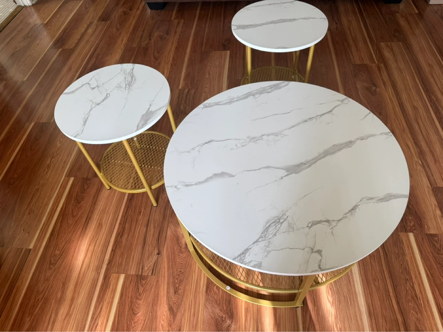 Set of 3 Nesting Coffee Tables with Marble-Look Tops - photo 3