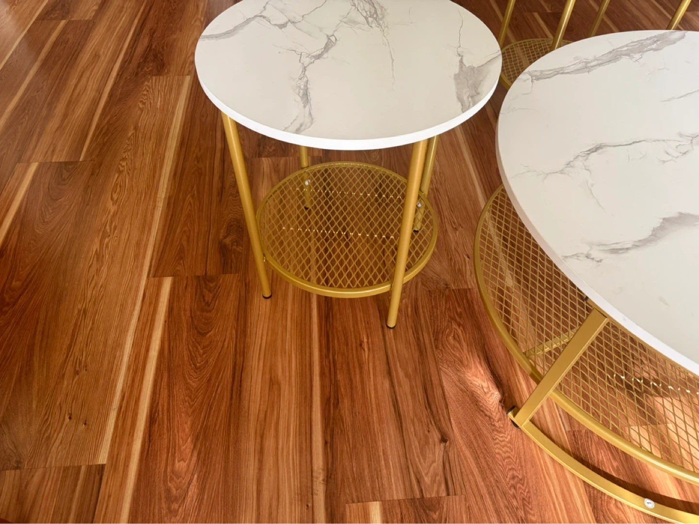 Set of 3 Nesting Coffee Tables with Marble-Look Tops - photo 2