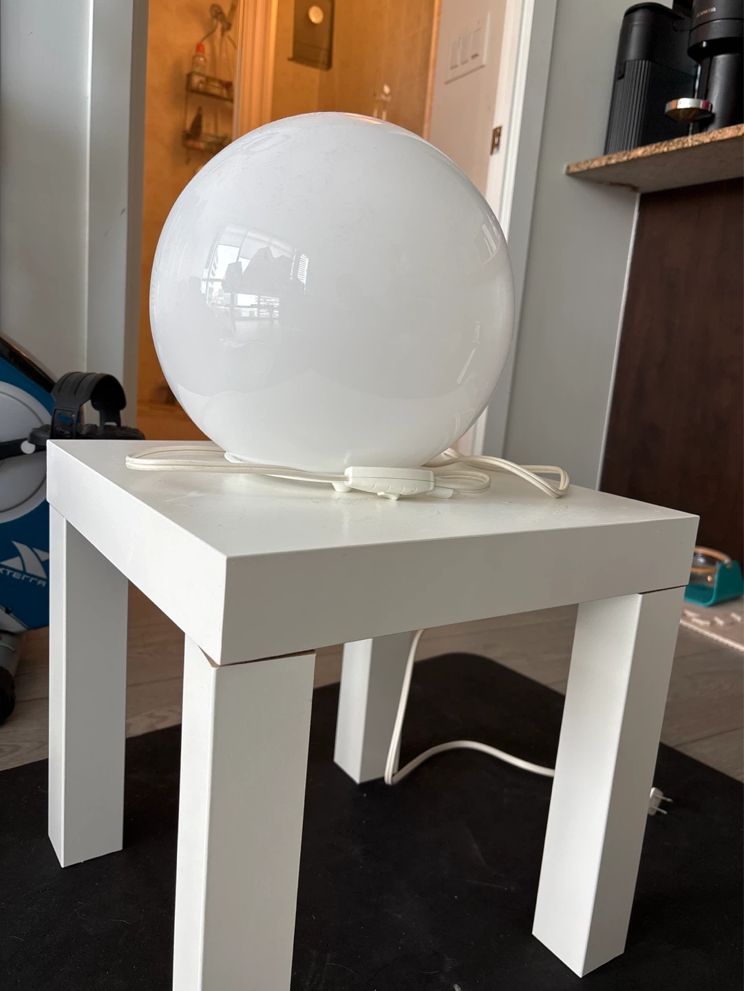 White Globe Lamp and night stand