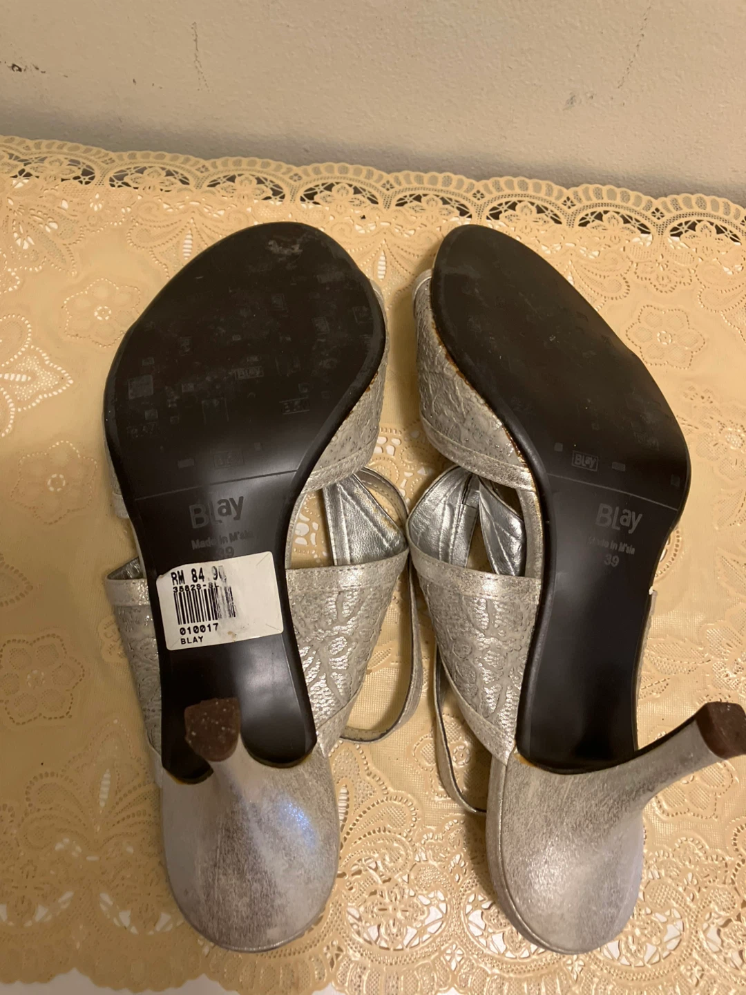 Blay Silver Heeled Sandals Size 39 - photo 4