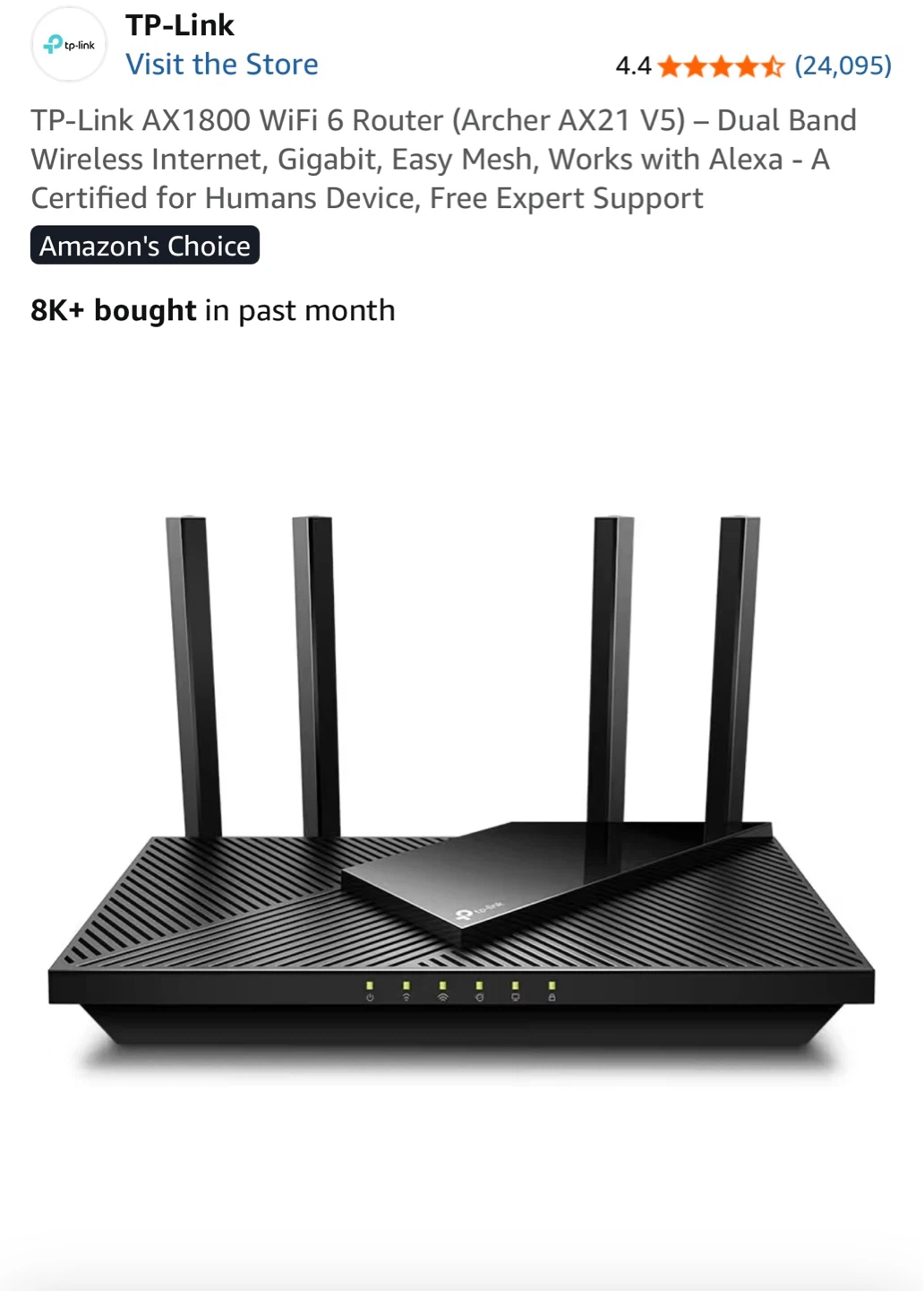 TP-Link AX1800 WiFi 6 Router (Archer AX21)