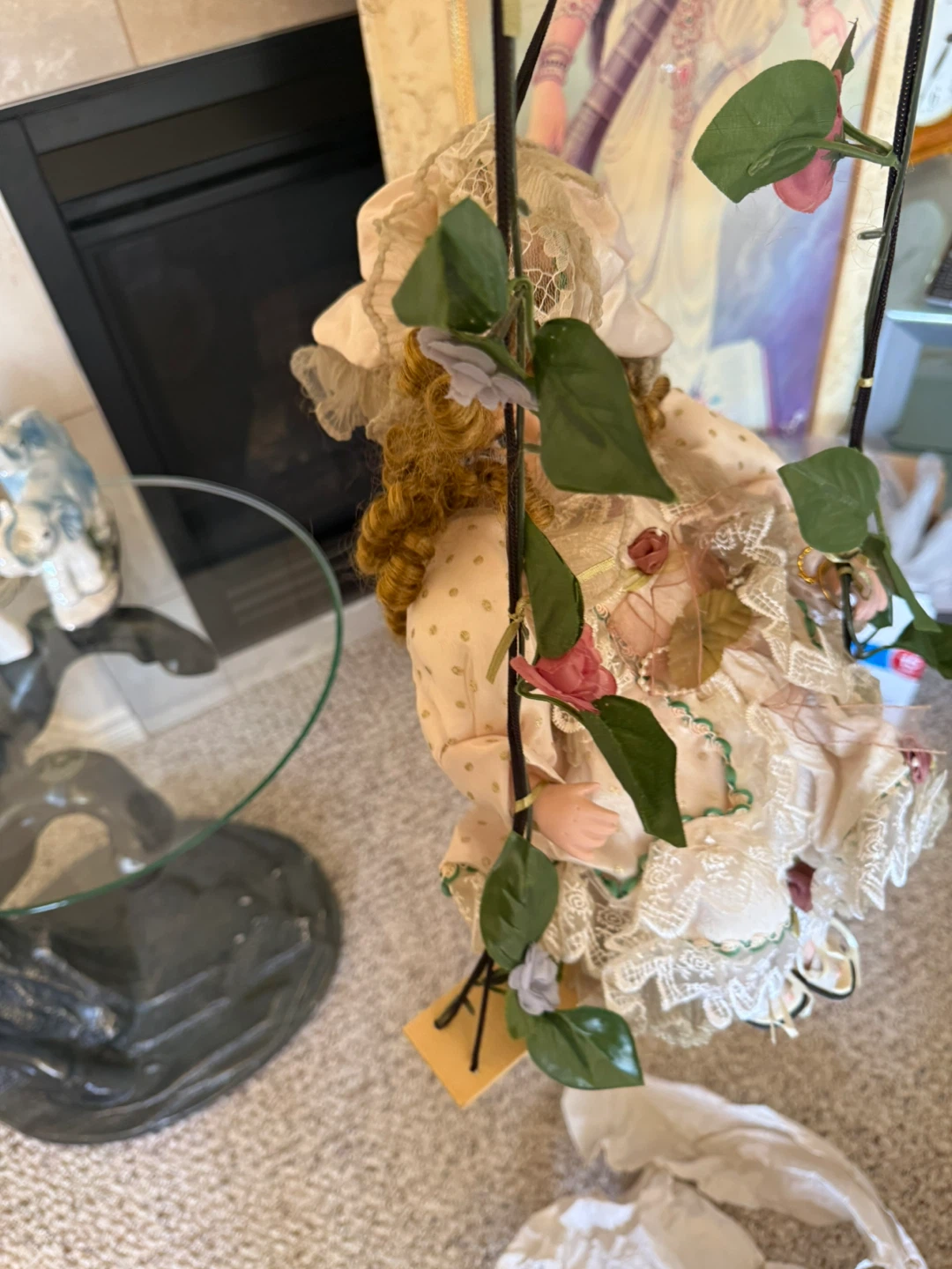 Decorative Porcelain Doll on Swing - photo 3