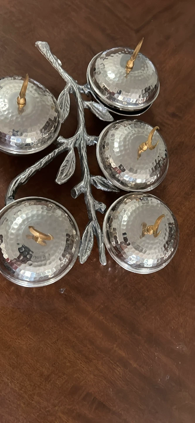Hammered Metal Nut Bowl Set with Lids