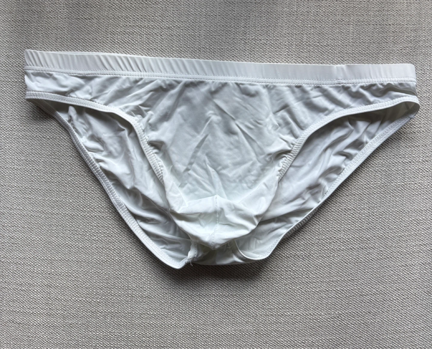 Men’s Underwear - White Nylon Spandex Briefs