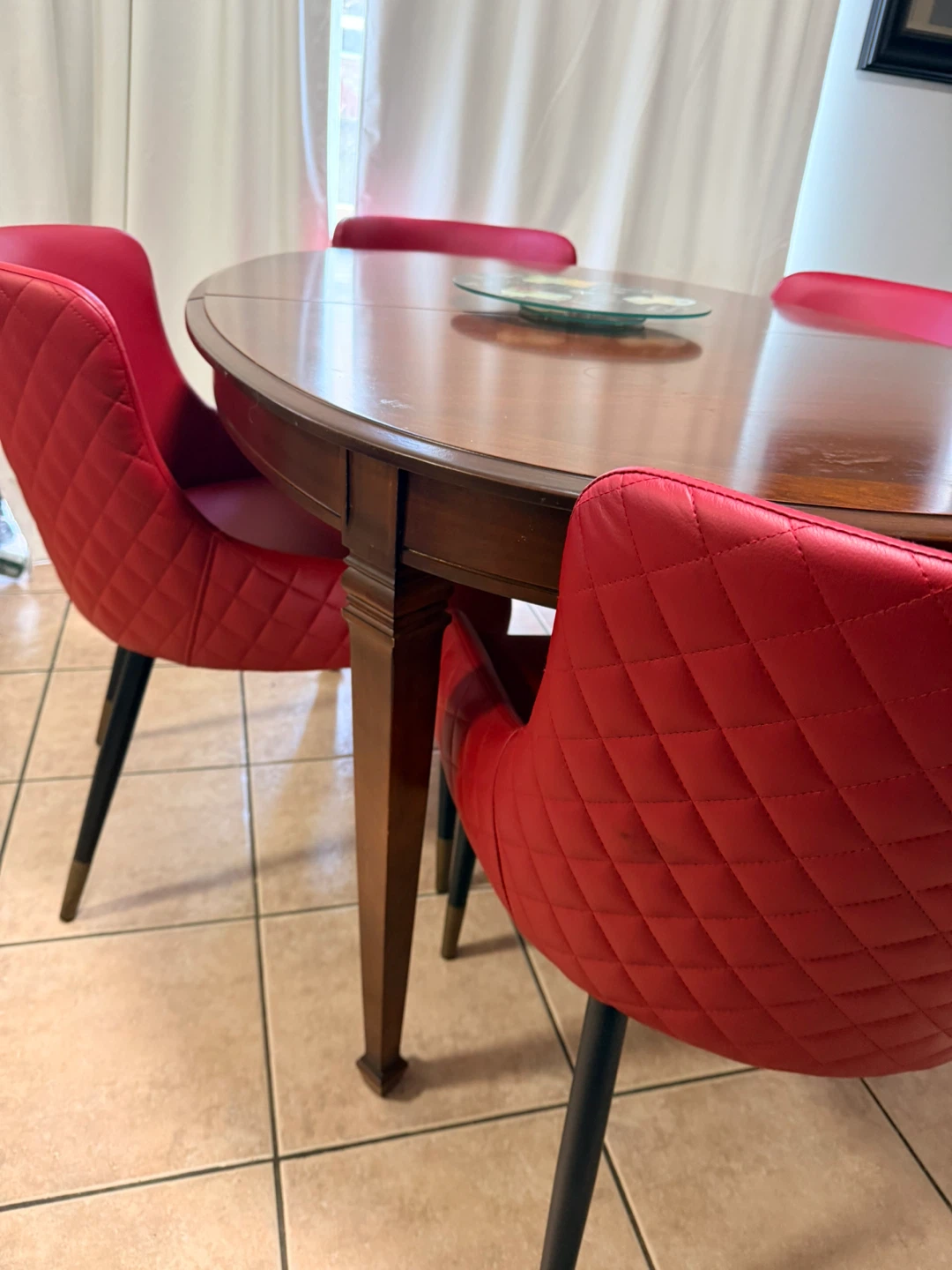 Red upholstered dining chairs (set of 4) - photo 2