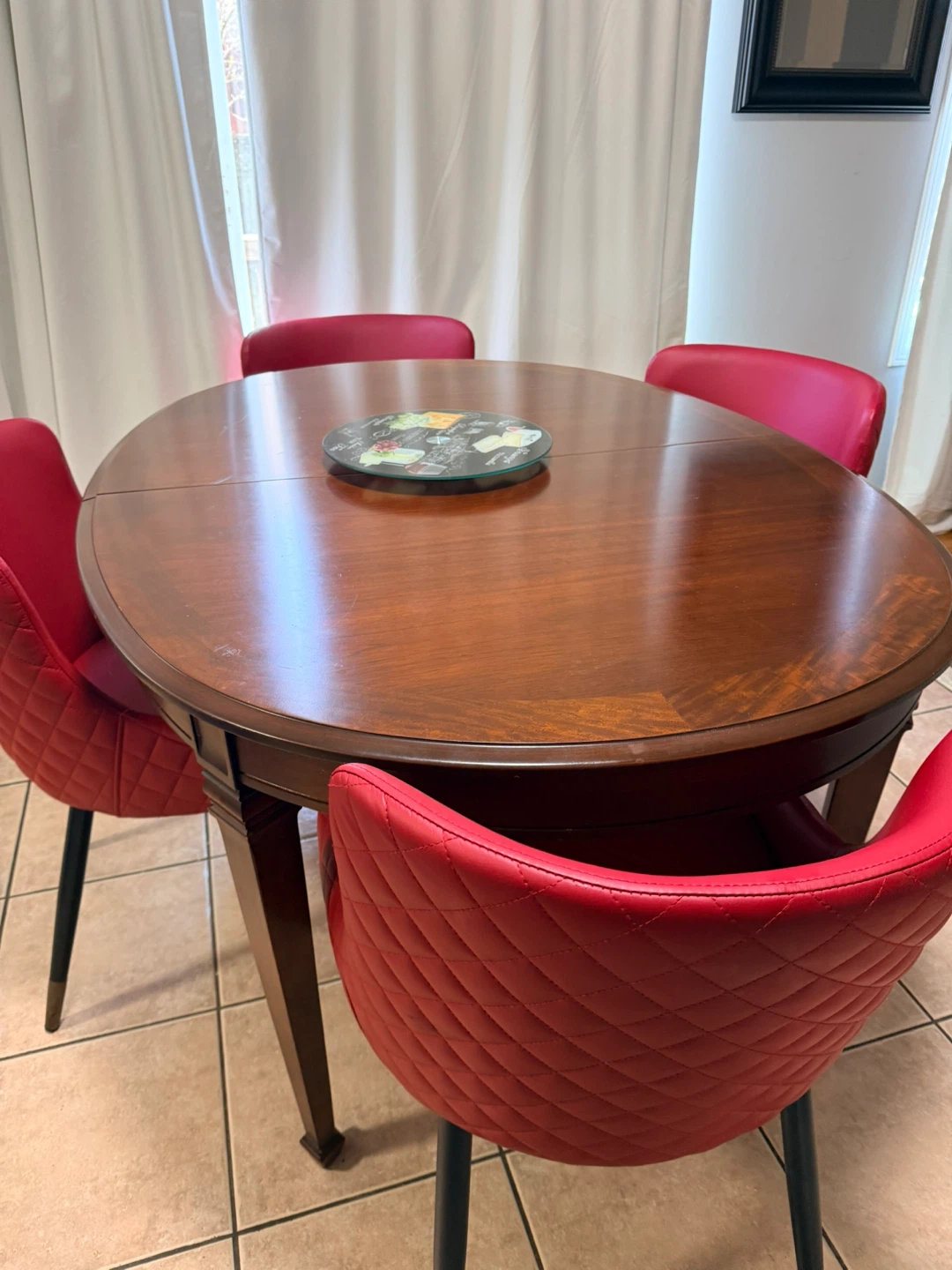 Red upholstered dining chairs (set of 4) - photo 3
