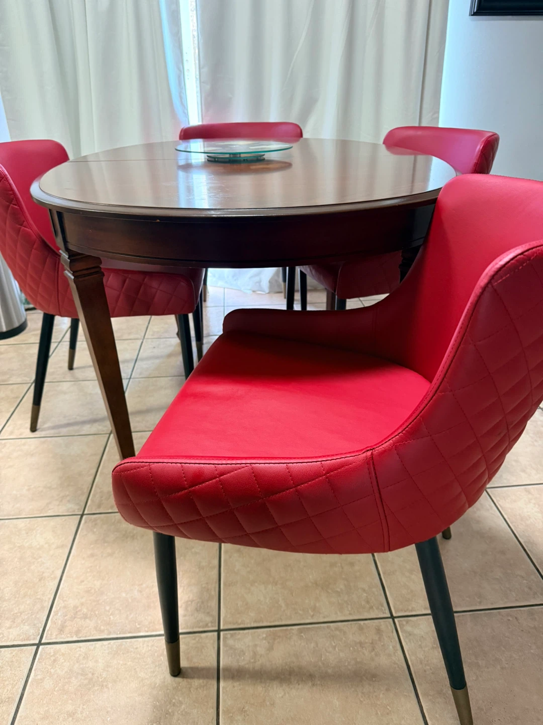 Red upholstered dining chairs (set of 4) - photo 4