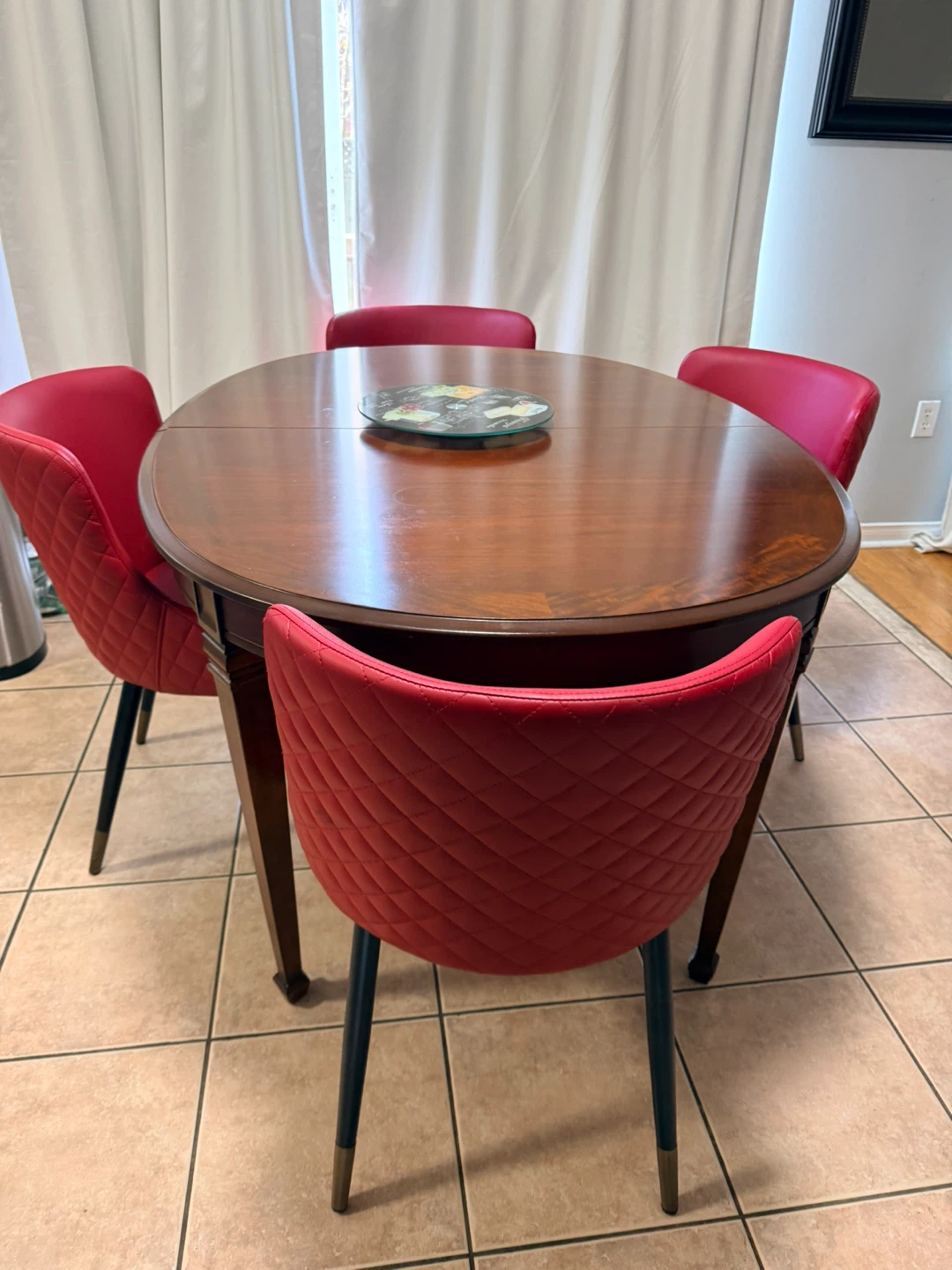 Red upholstered dining chairs (set of 4)