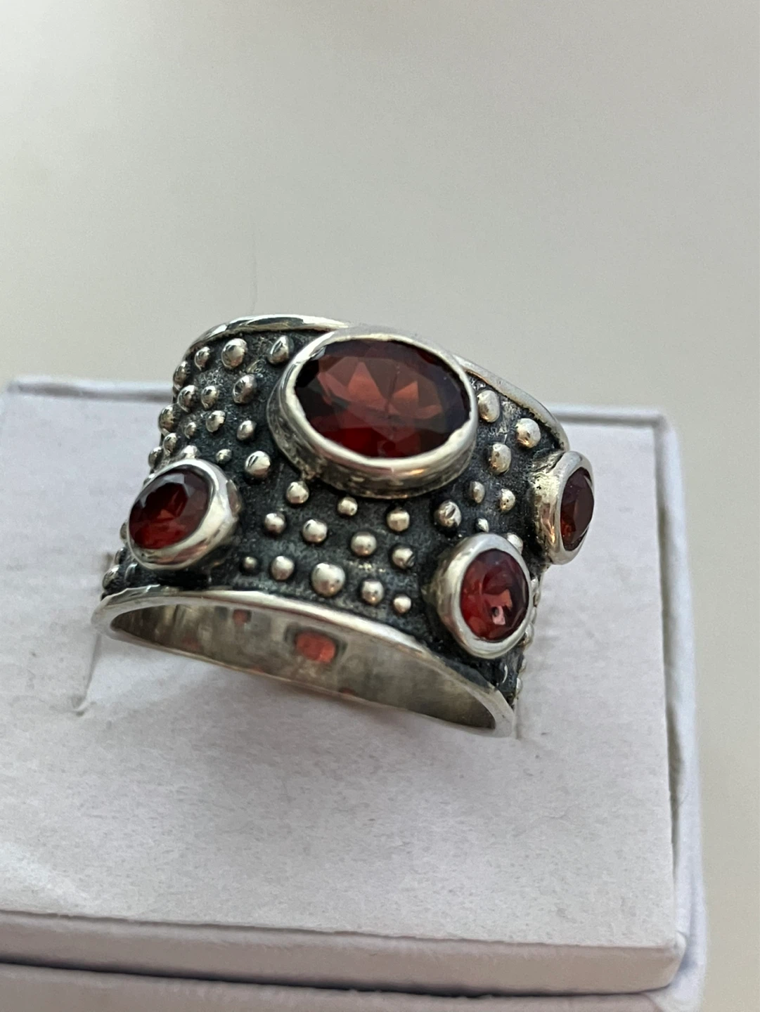 Sterling Silver Garnet Ring Size 8. 75
