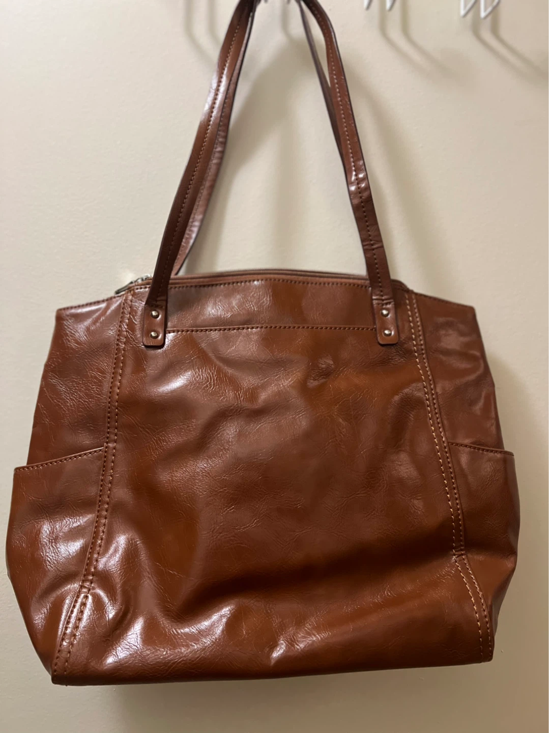 Vintage Brown Leather Tote Bag