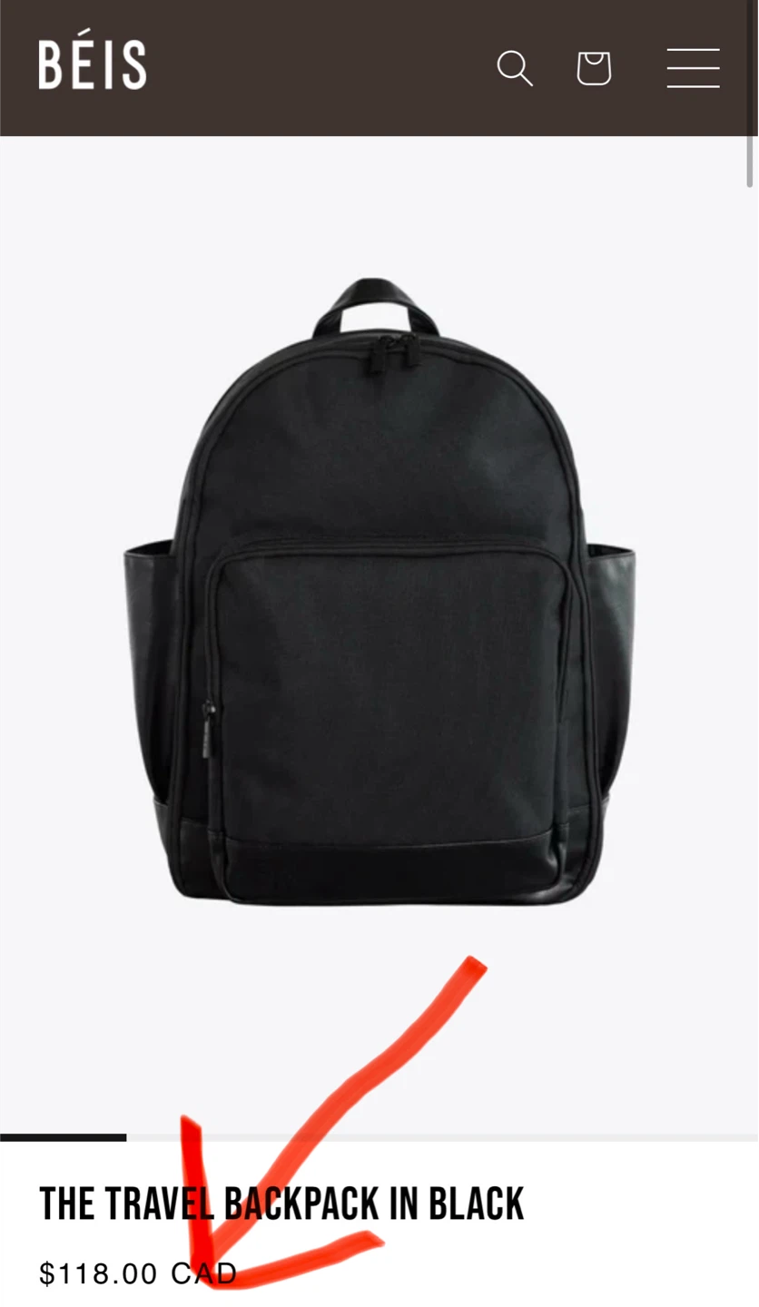 Beis Travel Backpack - black or beige