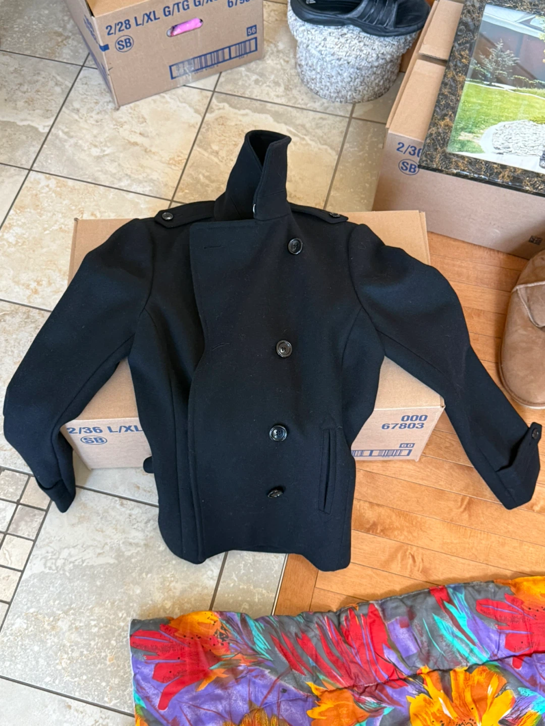 Joe Fresh Black Wool Blend Pea Coat