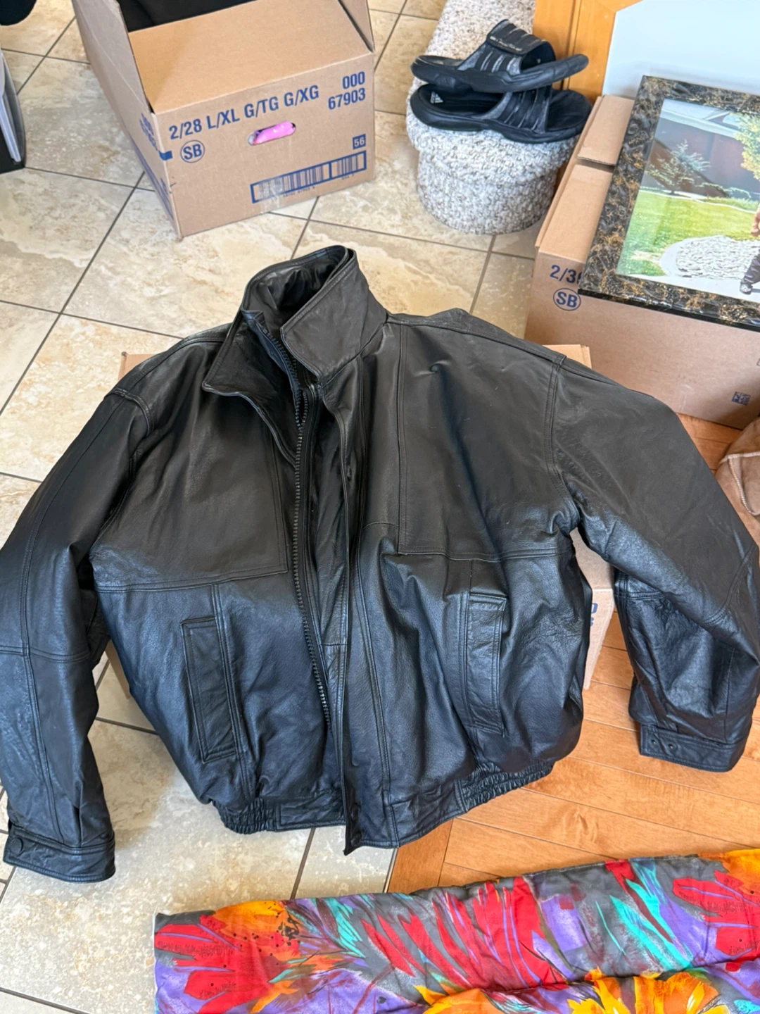 Pelle Cuir Leather Jacket - Black - Size XL/TG