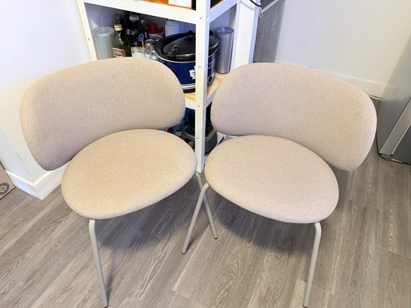 Set of 2 Beige Upholstered Dining Chairs