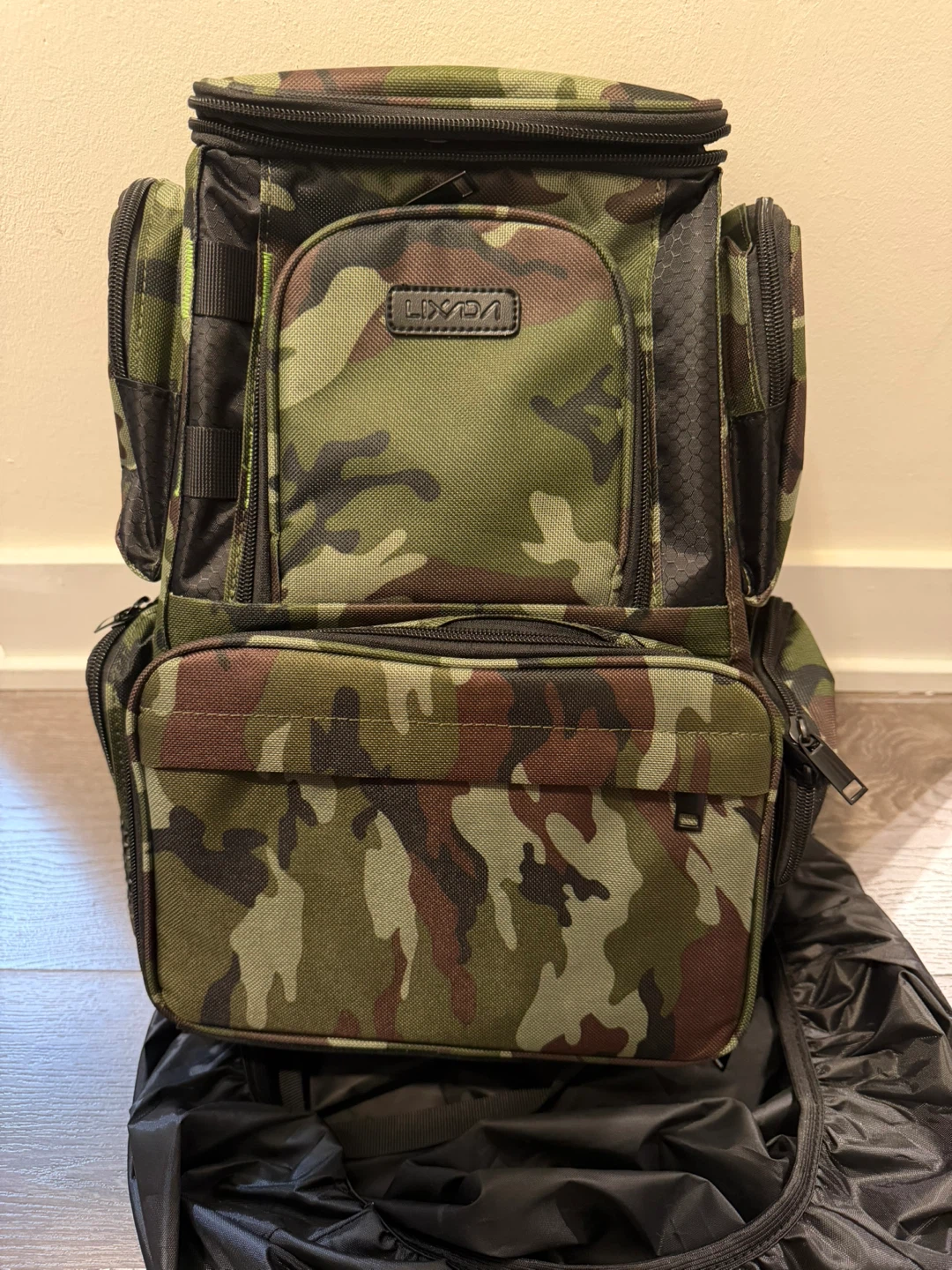 LIXADA Camouflage Fishing Tackle Backpack with Storage Boxes