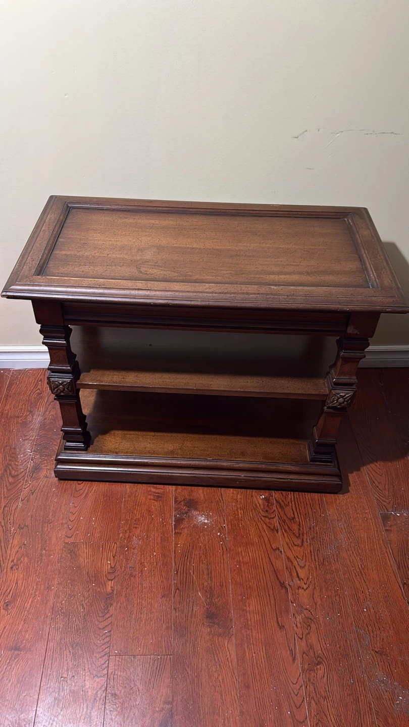 Wooden End Table with Shelves